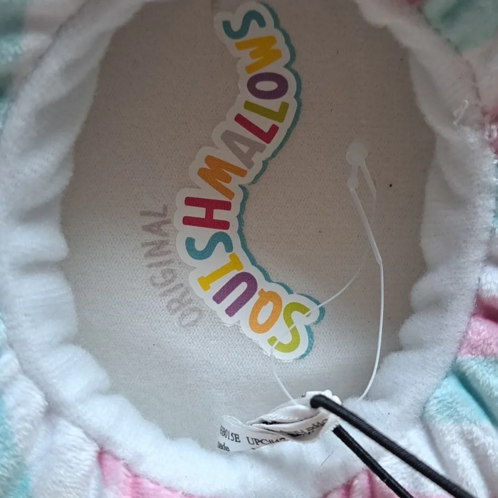 NWOT Squishmallows Pastel Rainbow Stripe Plush Cozy Cute Slip On House Slippers